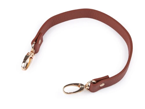 ucho do torby ekoskóra krótkie koniakowy brąz złote karabińczyki.jpg