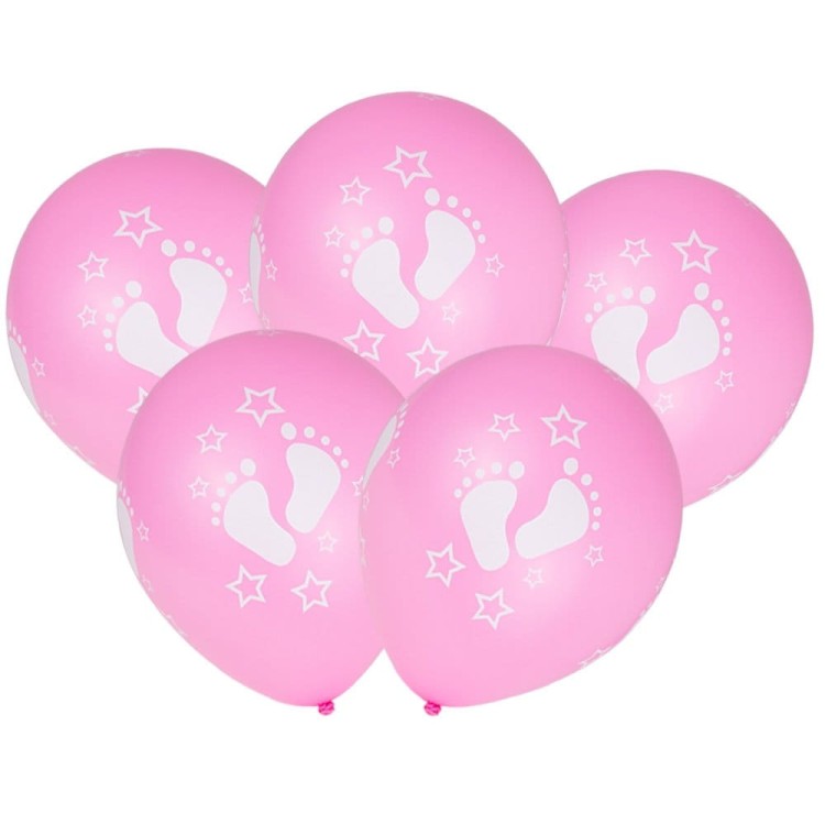 balon foliowy różowy dziewczynka baby shower girl stópki.jpg