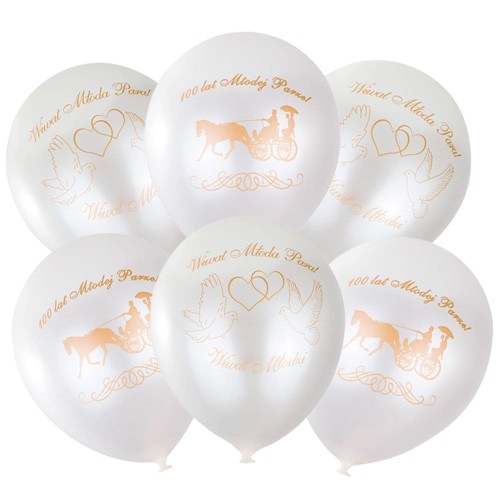 balony na ślub wesele  zestaw gołąbki białe złote metalic.jpg