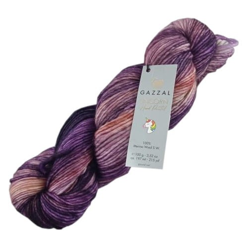 gazzal unicorn 1358 odcienie fioletu ręcznie malowana wełna merino.jpg