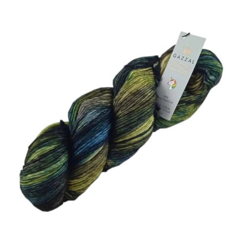 gazzal unicorn 1359 odcienie zielonego i niebieskiego ręcznie malowana wełna merino.jpg