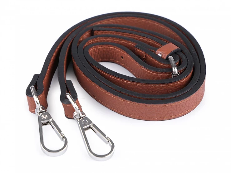 pasek do torby ucha z karabińczykami koniakowy brąz srebrny nikiel ekoskóra.jpg