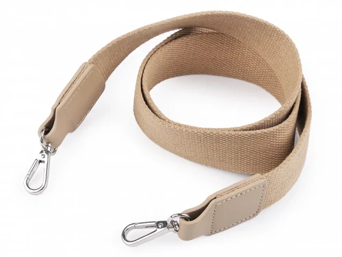 pasek do torby szeroki materiałowy z karabinczykami bezowy.jpg