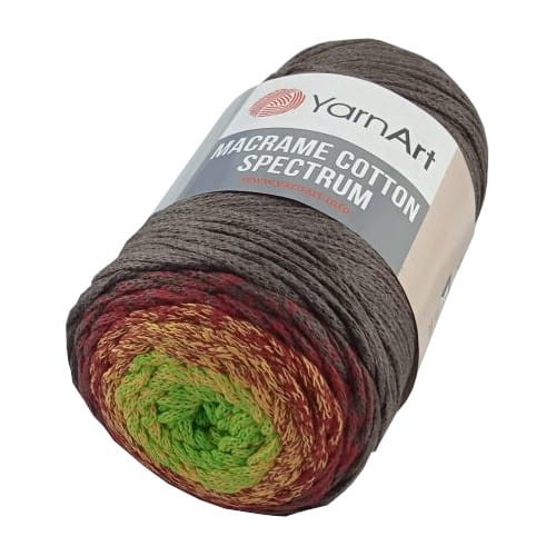 macrame cotton spectrum 1305 zielony-żółty-bordowy-brąz sznurek bawełniany ombre.jpg