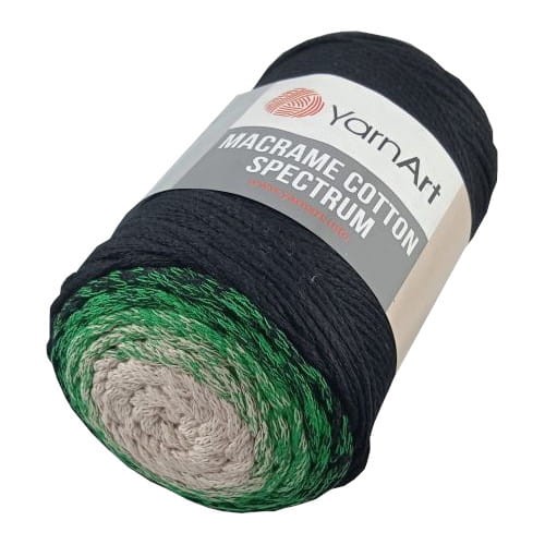macrame cotton spectrum 1315 ecru-zielony-czarny sznurek bawełniany ombre.jpg