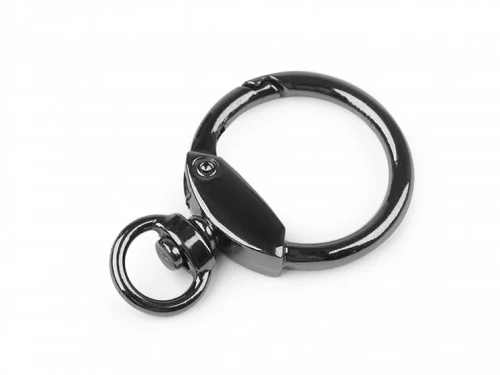 karabińczyk okrągły kółko na klucze krążek do breloka czarny.jpg