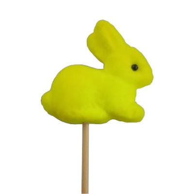 zając zajączek flokowany na piku żółty królik.jpg