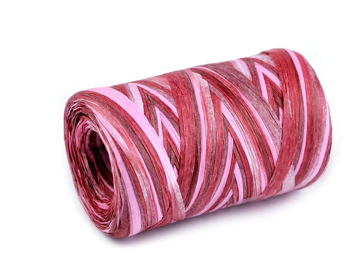 raffia naturalna łyko na torebki i kapelusze multikolor papierowa czerwono-różowa.webp