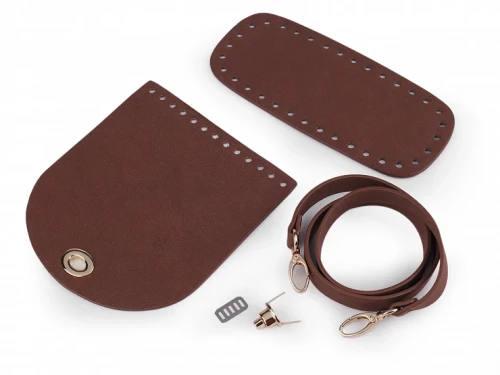 zestaw do zrobienia torebki na szydełku pasek dno zapięcie do torby brąz.webp