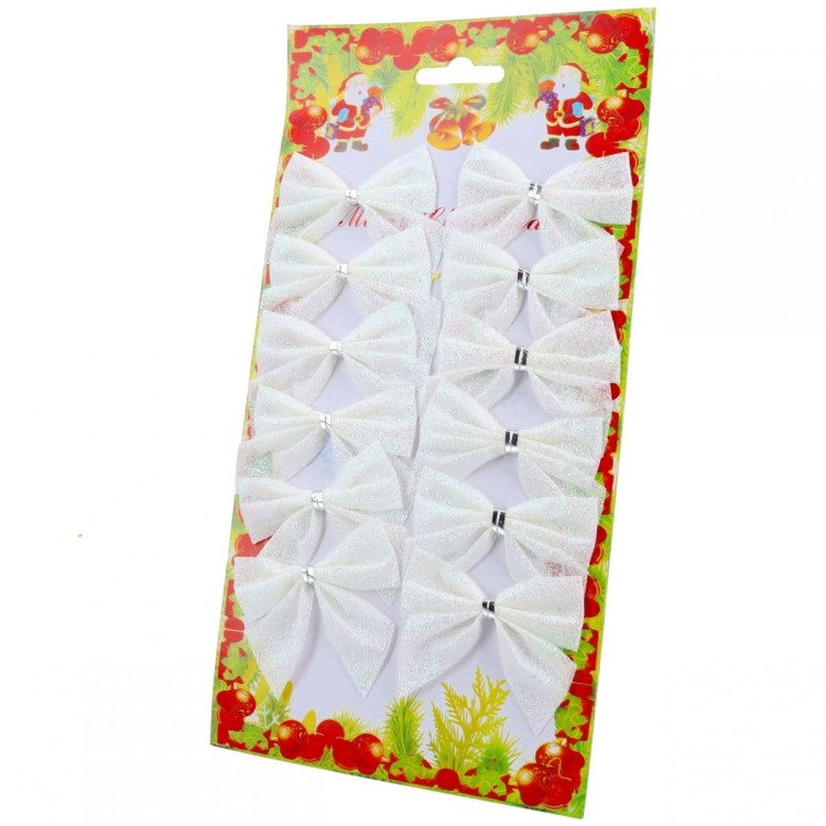 kokardki brokatowe białe