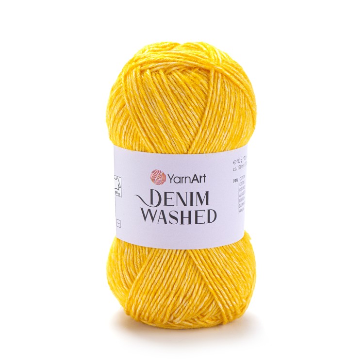 denim washed 901 żółty włóczka z efektem przetarć