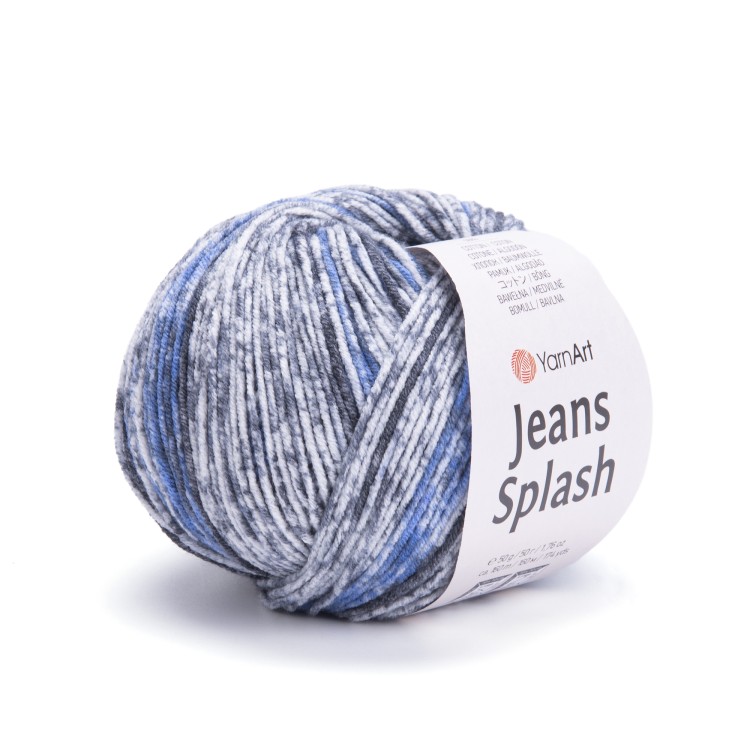 kolorowa włóczka odcienie niebieskiego i szarego yarnart jeans splash 947