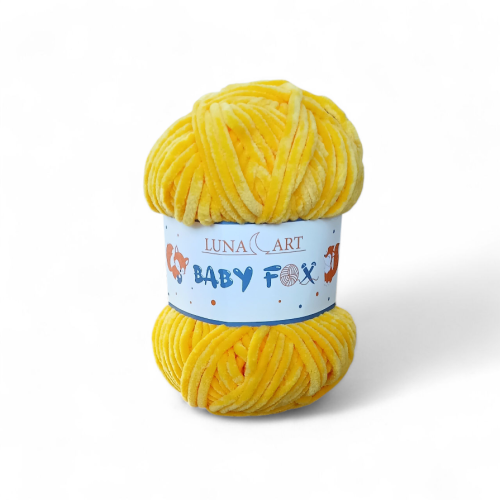 baby fox luna art włóczka szenilinowa 87 żółty szafranowy