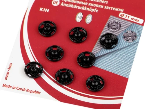 zatrzaski metalowe czarne przyszywane zapięcia 11 10 mm