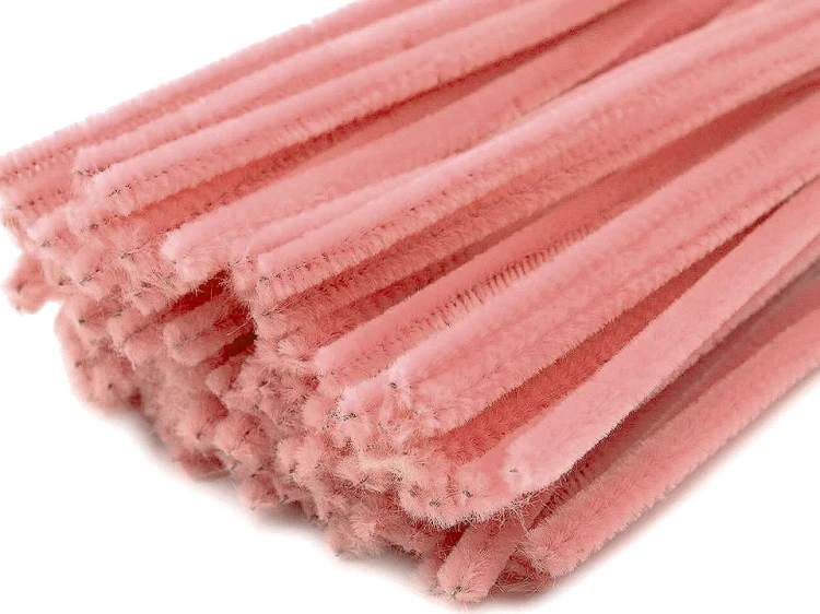 druciki kreatywne pudrowy róż druciki pluszowe wyciory.webp