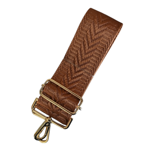 pasek szeroki do torebki brązowy ze złotym