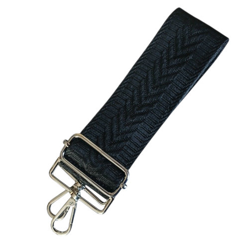 pasek szeroki do torebki czarny ze srebrnmi okuciami