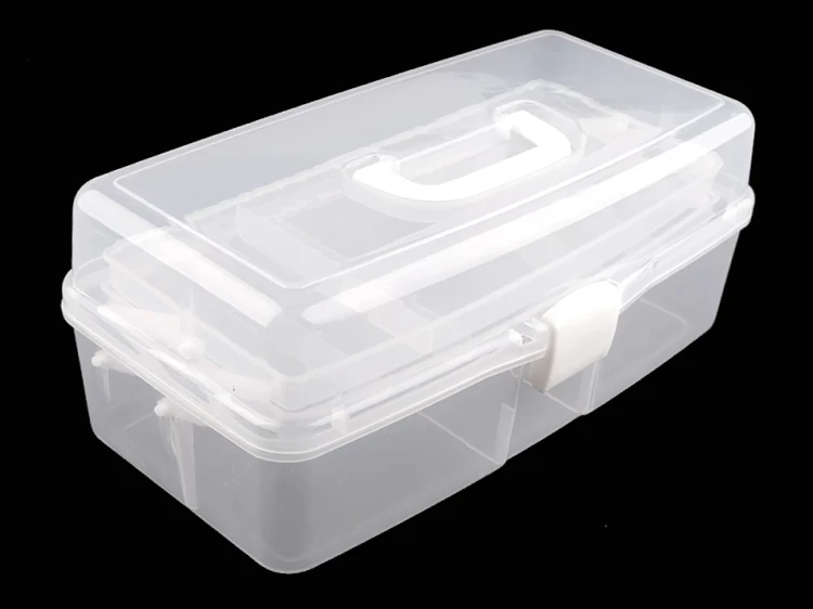 Duży kuferek rozkladany organizer plastikowy z przegrodkami zamykany.jpg