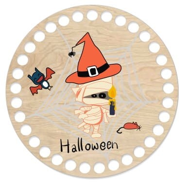 baza do koszyka ze sklejki ze wzorem z nadrukiem mumia dynia haloween wiedzma.jpg