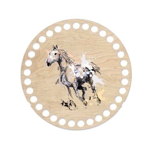 baza do koszyka ze sklejki ze wzorem z nadrukiem koń w galopie rumak.jpg