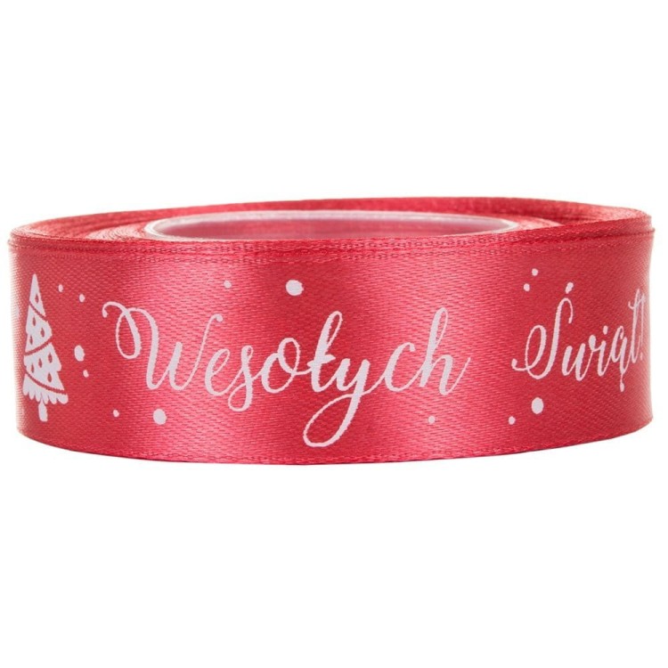 wstążka świąteczna malinowym wesołych świąt 25 mm.jpg