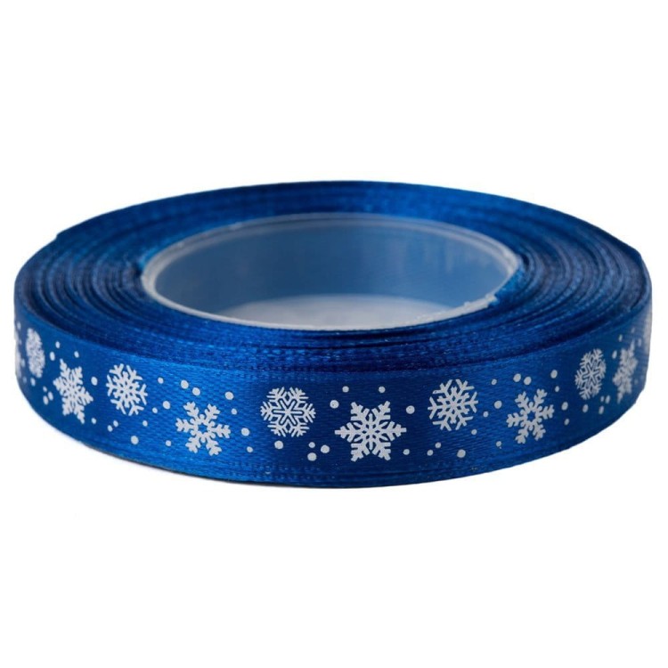 wstążka satynowa świąteczna ciemny niebieski śnieżynki 12 mm.jpg