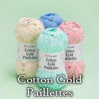 bawełniana włóćzka z cekinami Cotton Gold Paillettes